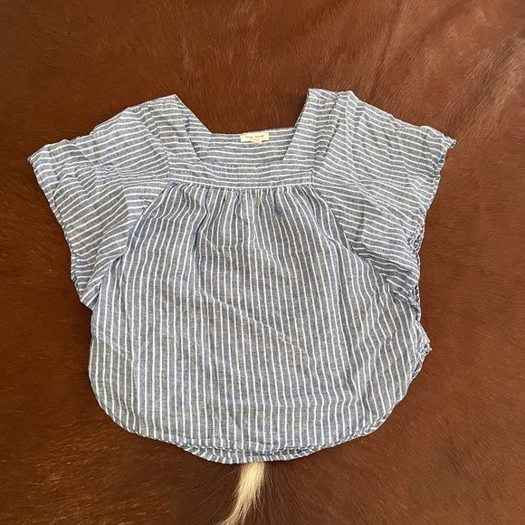 beachlunch lounge Blue White Stripe batwing sleeve women top xs - Picture 2 of 8